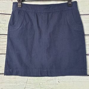 Christopher & Banks Navy Blue Skirt Size 10 Polka Dot Lined Cotton Career Casual